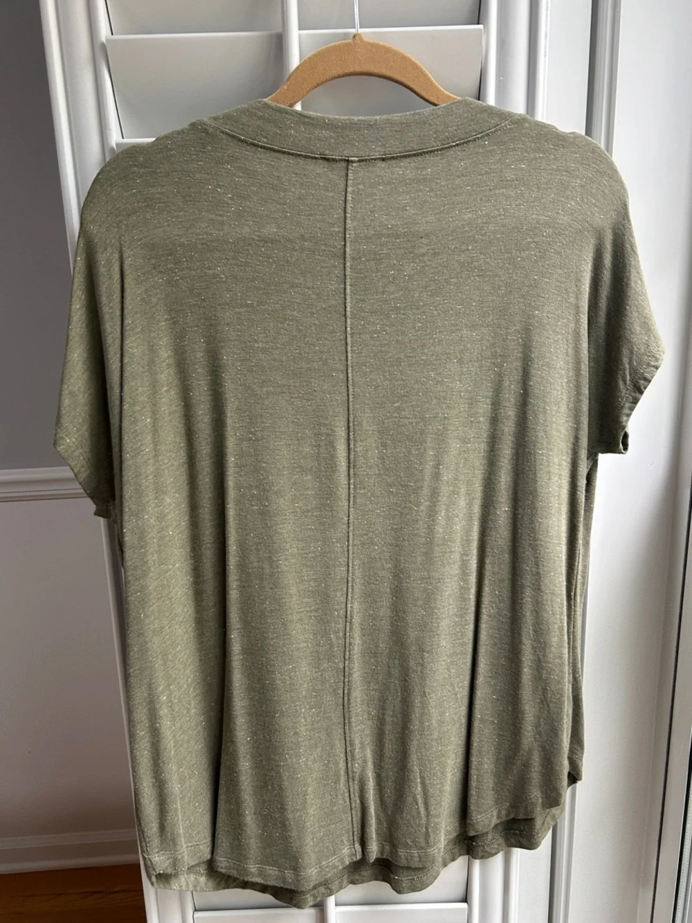 LOFT Olive Green Short Sleeve V-Neck Tee - Picture 3 of 4